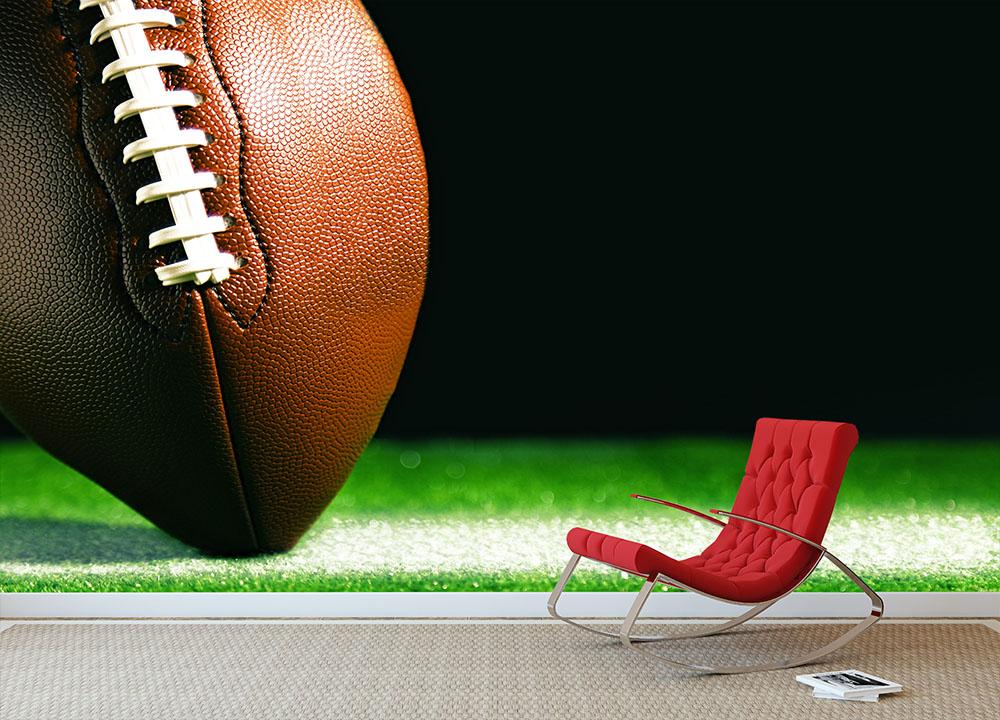 American football on green grass Wall Mural Wallpaper