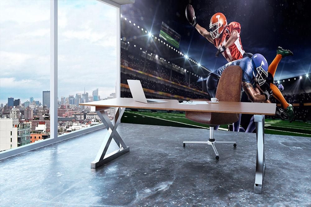 American football player in action on the stadium Wall Mural Wallpaper - Canvas Art Rocks - 3
