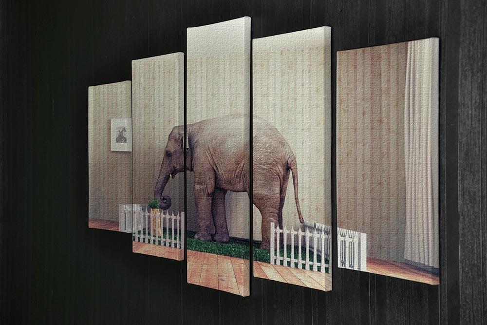 An Elephant calf as the pet 5 Split Panel Canvas - Canvas Art Rocks - 2