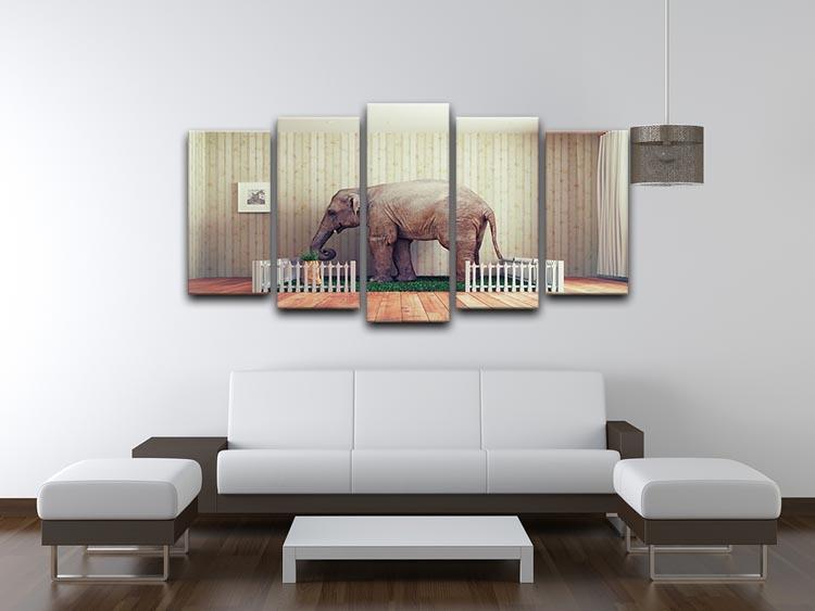 An Elephant calf as the pet 5 Split Panel Canvas - Canvas Art Rocks - 3