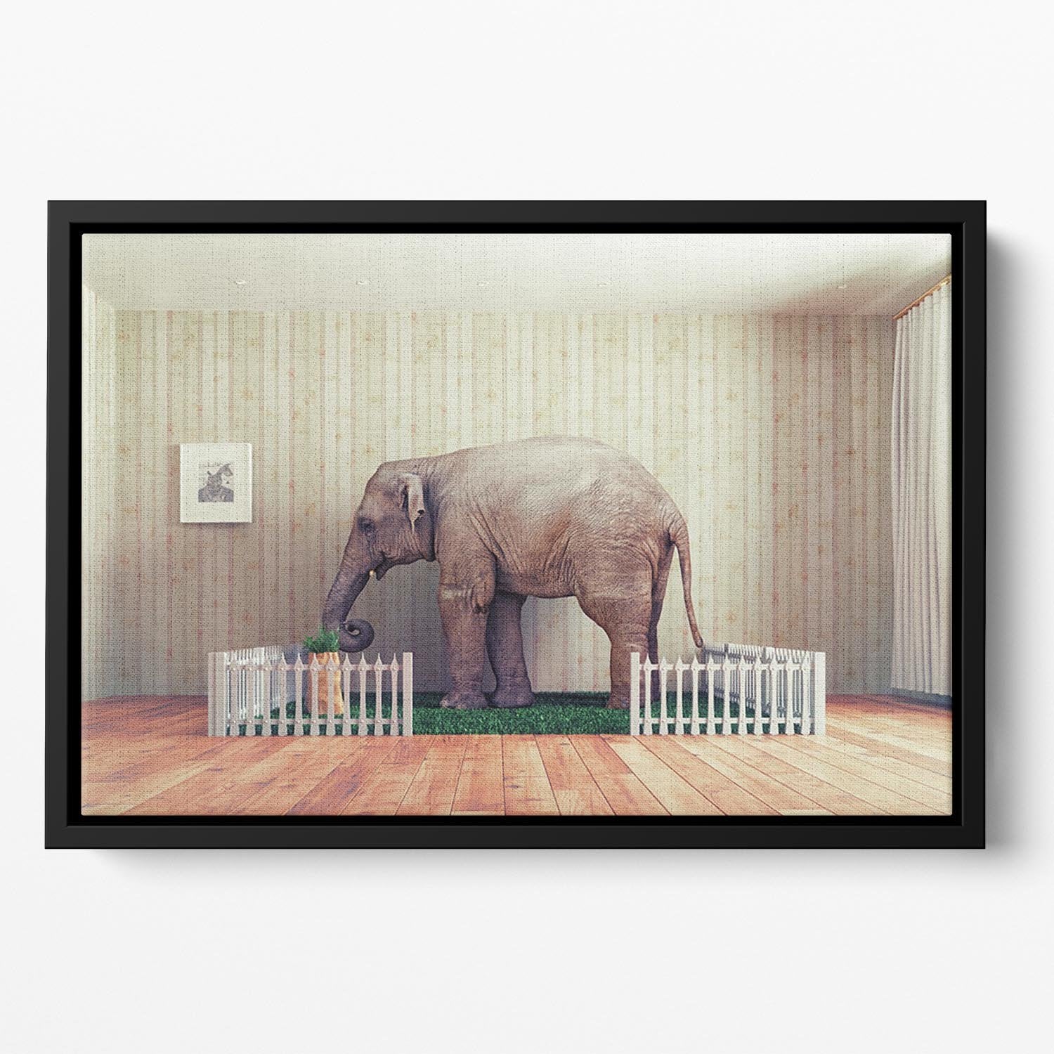 An Elephant calf as the pet Floating Framed Canvas - Canvas Art Rocks - 2
