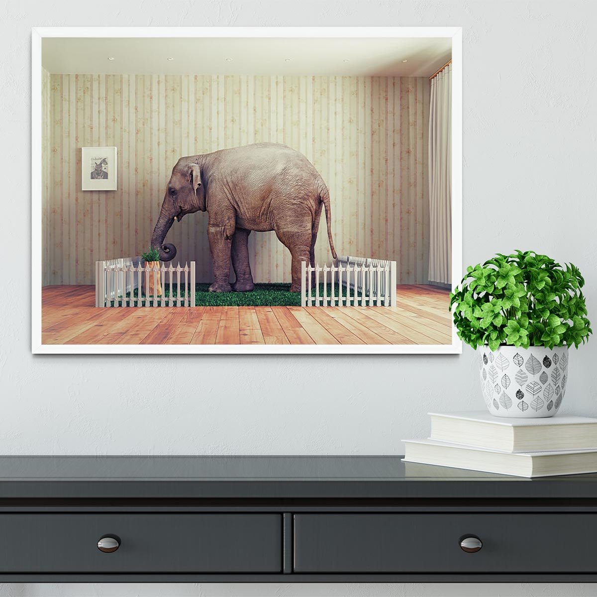An Elephant calf as the pet Framed Print - Canvas Art Rocks -6