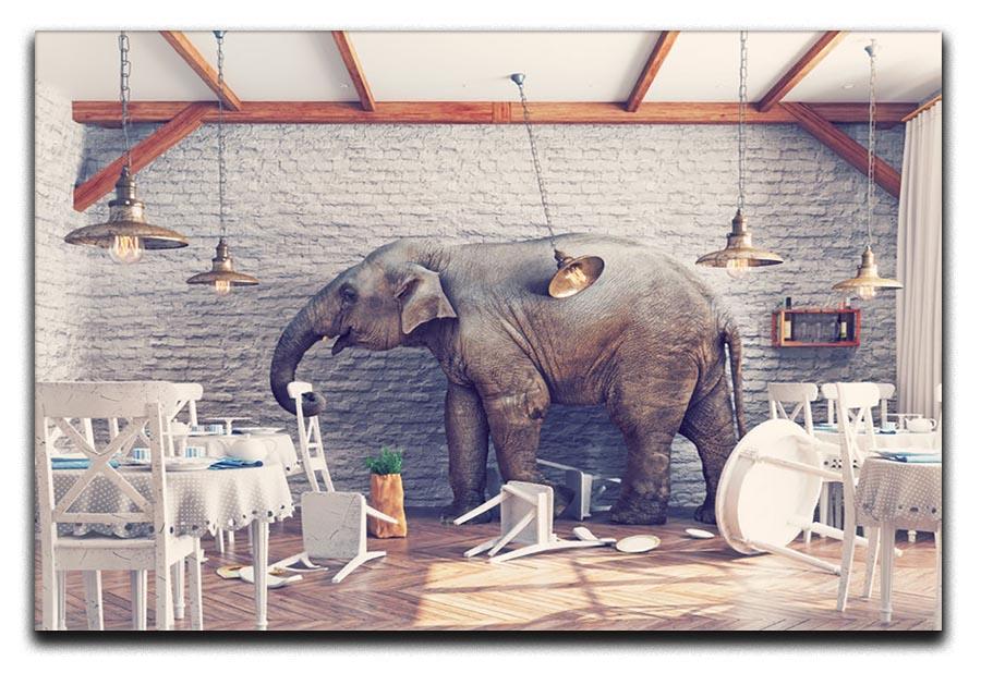 An elephant calm in a restaurant interior Canvas Print or Poster - Canvas Art Rocks - 1