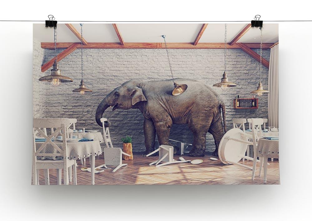 An elephant calm in a restaurant interior Canvas Print or Poster - Canvas Art Rocks - 2
