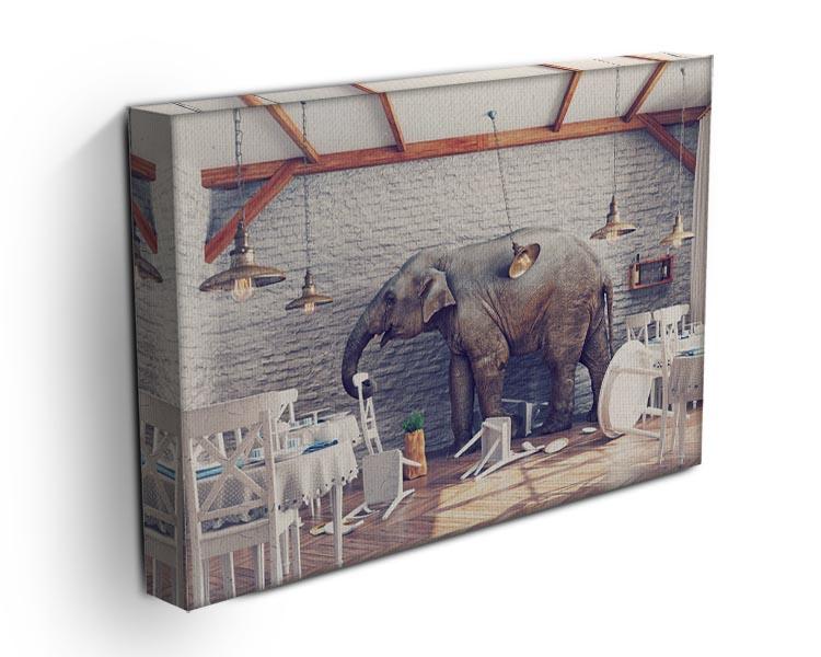 An elephant calm in a restaurant interior Canvas Print or Poster - Canvas Art Rocks - 3