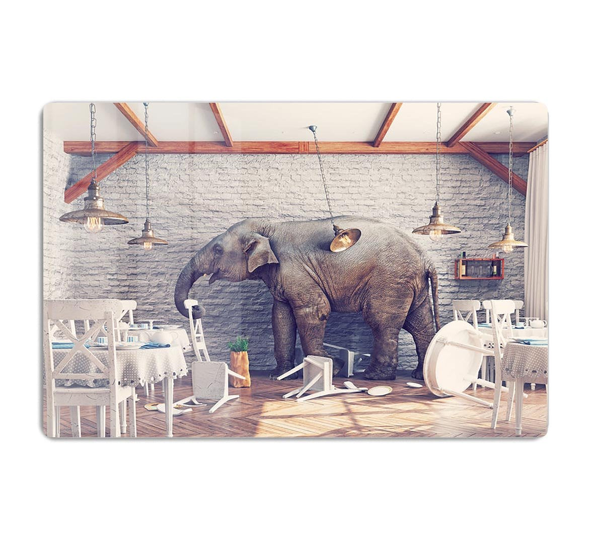 An elephant calm in a restaurant interior HD Metal Print - Canvas Art Rocks - 1