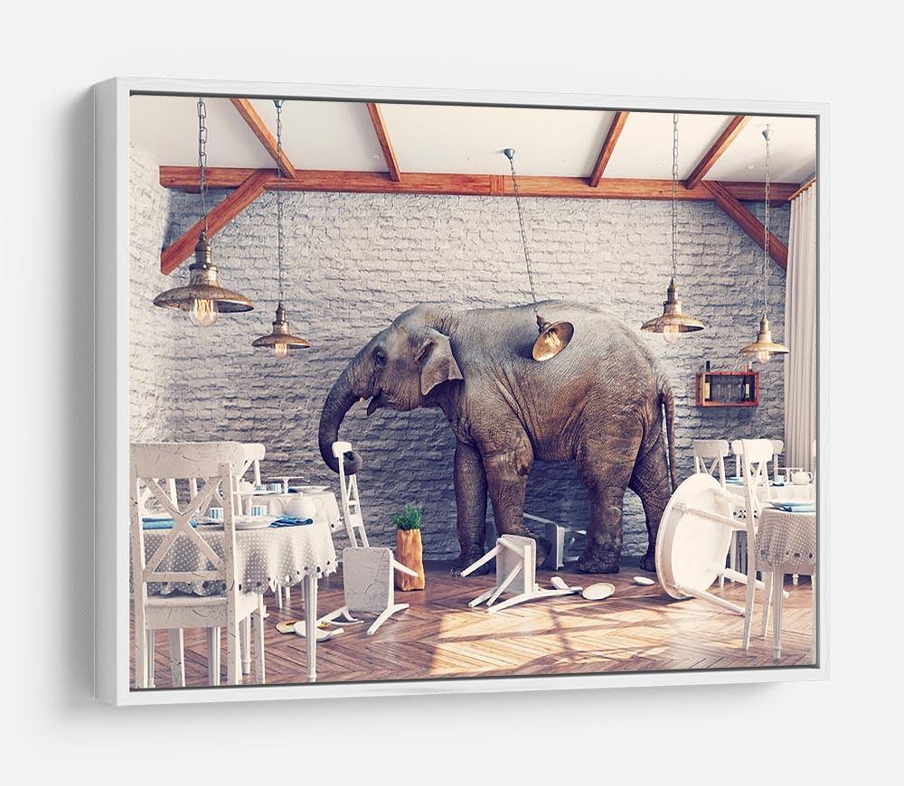 An elephant calm in a restaurant interior HD Metal Print - Canvas Art Rocks - 7
