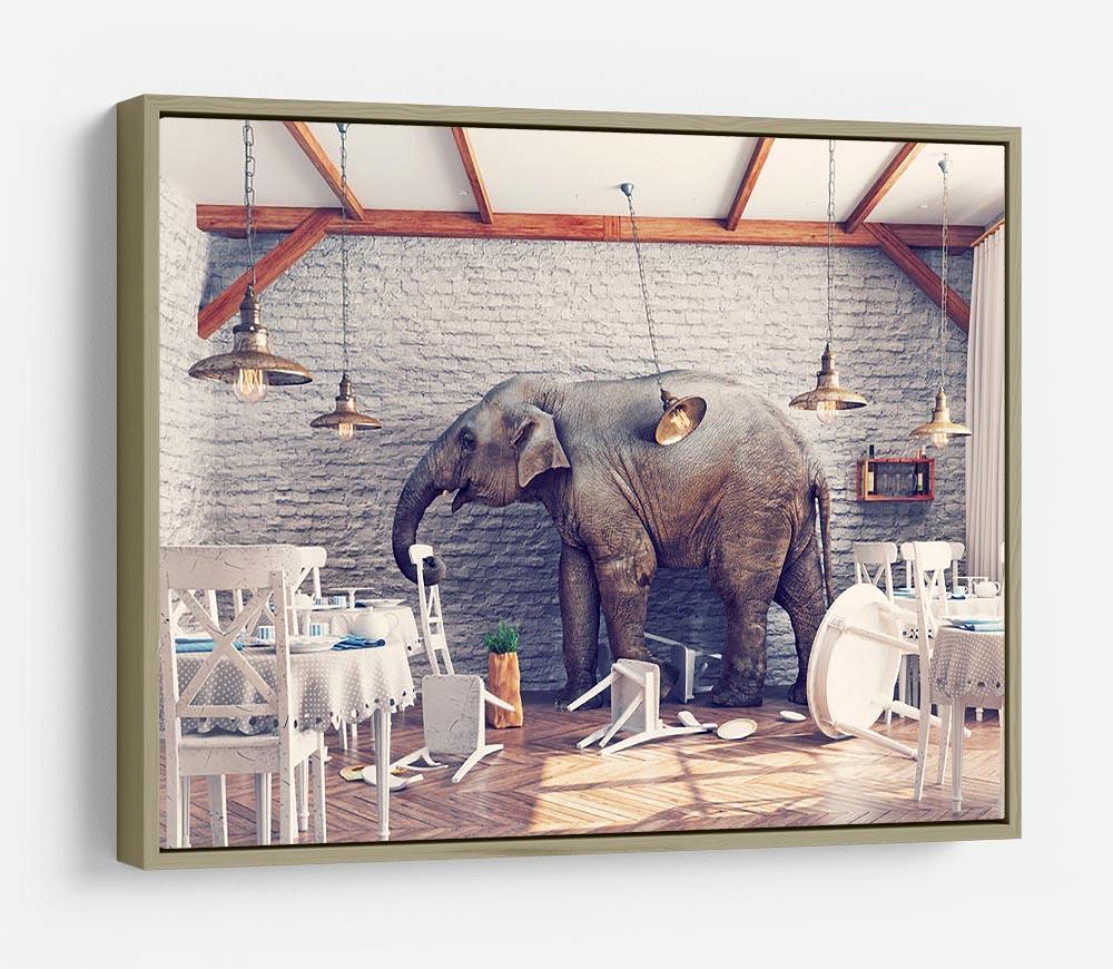An elephant calm in a restaurant interior HD Metal Print - Canvas Art Rocks - 8