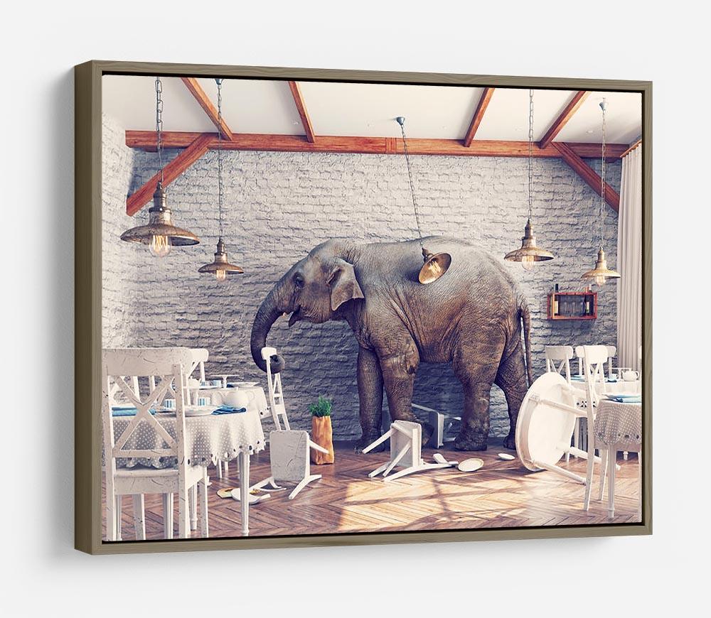 An elephant calm in a restaurant interior HD Metal Print - Canvas Art Rocks - 10