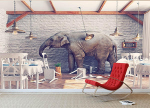 An elephant calm in a restaurant interior Wall Mural Wallpaper - Canvas Art Rocks - 2