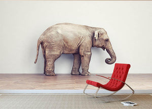 An elephant calm in the room near white wall. Creative concept Wall Mural Wallpaper - Canvas Art Rocks - 2
