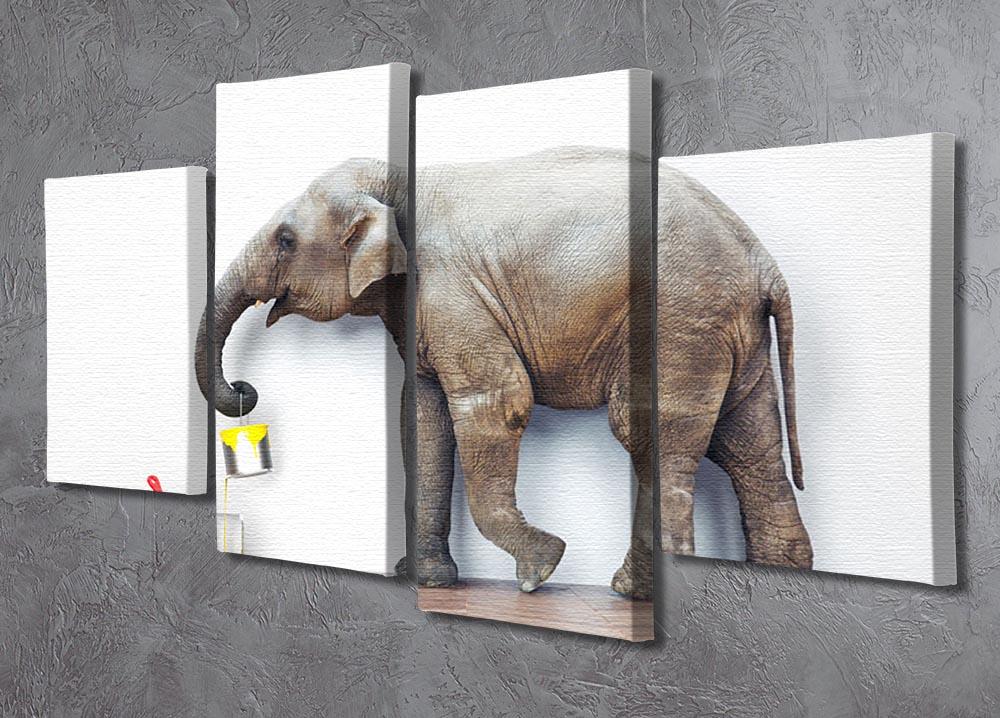 An elephant with paint cans 4 Split Panel Canvas - Canvas Art Rocks - 2