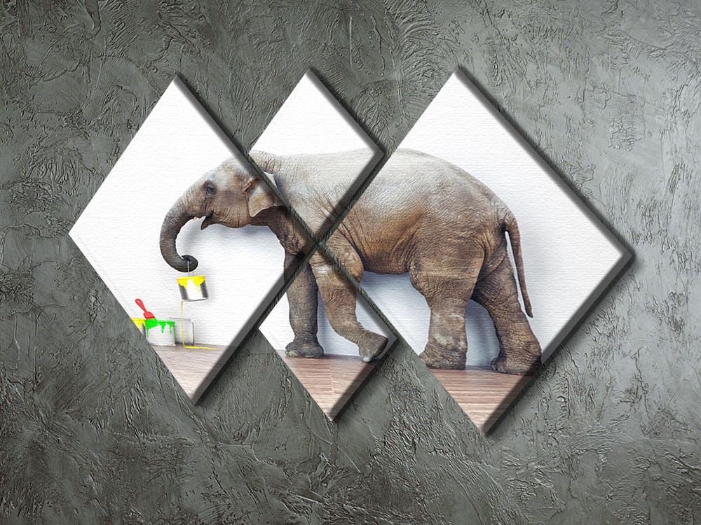 An elephant with paint cans 4 Square Multi Panel Canvas - Canvas Art Rocks - 2