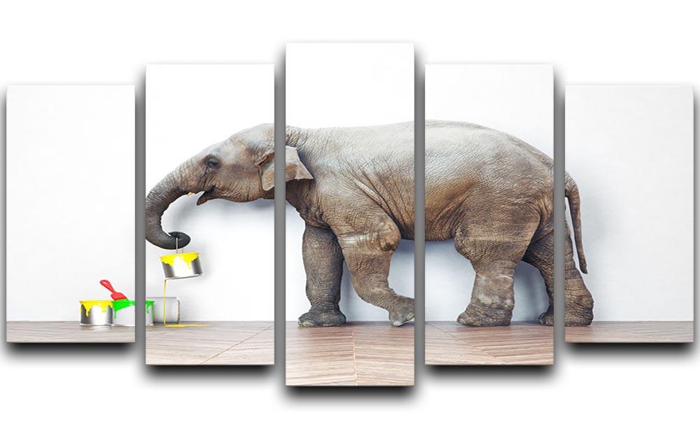 An elephant with paint cans 5 Split Panel Canvas - Canvas Art Rocks - 1