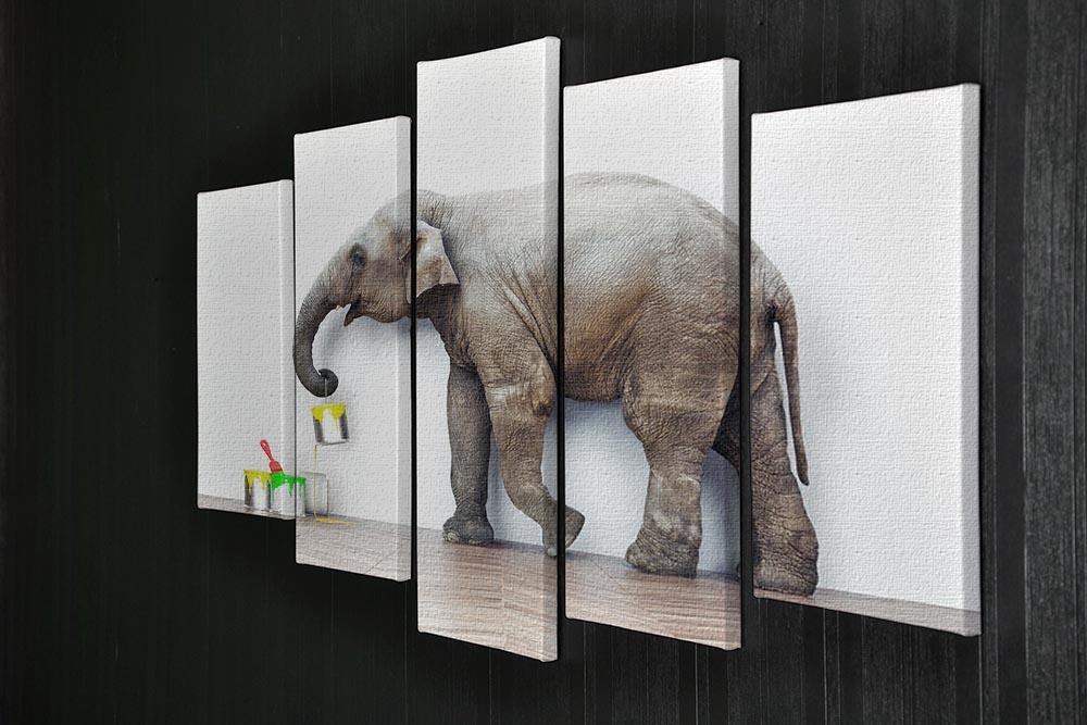 An elephant with paint cans 5 Split Panel Canvas - Canvas Art Rocks - 2