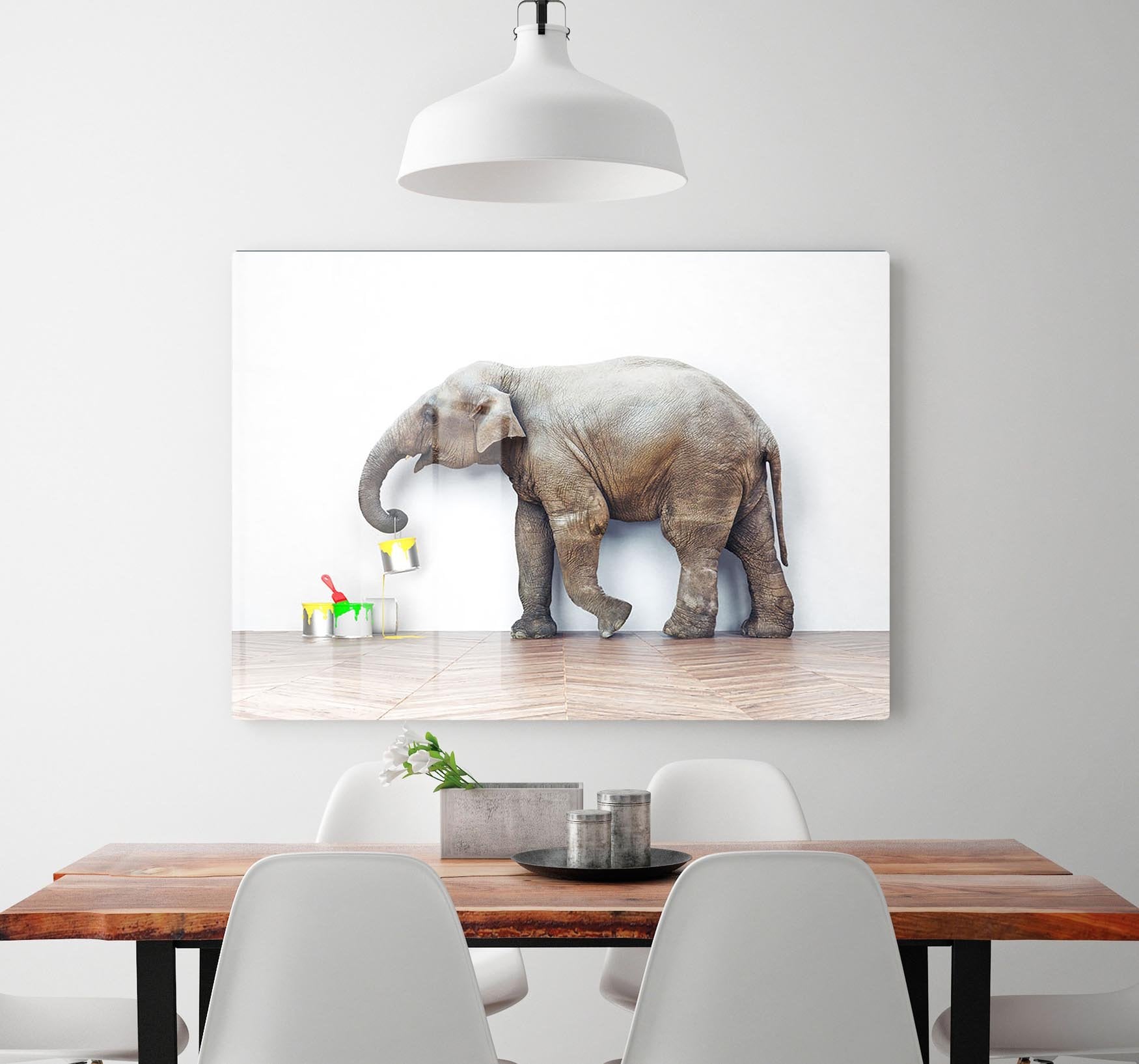 An elephant with paint cans HD Metal Print - Canvas Art Rocks - 2
