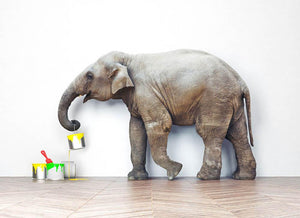 An elephant with paint cans Wall Mural Wallpaper - Canvas Art Rocks - 1