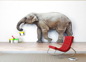 An elephant with paint cans Wall Mural Wallpaper - Canvas Art Rocks - 2