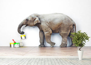 An elephant with paint cans Wall Mural Wallpaper - Canvas Art Rocks - 4