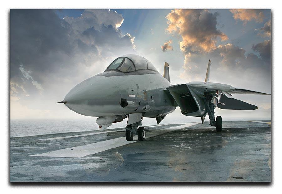 An jet fighter sits on the deck Canvas Print or Poster  - Canvas Art Rocks - 1