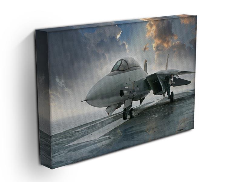 An jet fighter sits on the deck Canvas Print or Poster - Canvas Art Rocks - 3