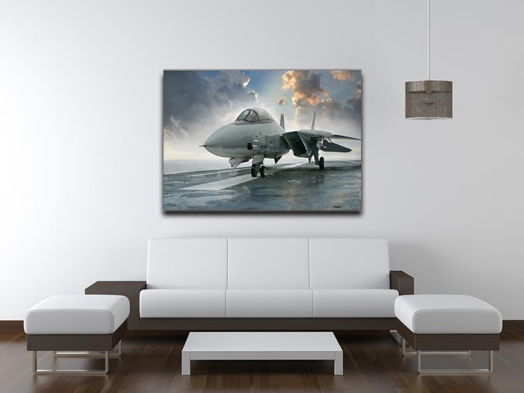 An jet fighter sits on the deck Canvas Print or Poster - Canvas Art Rocks - 4