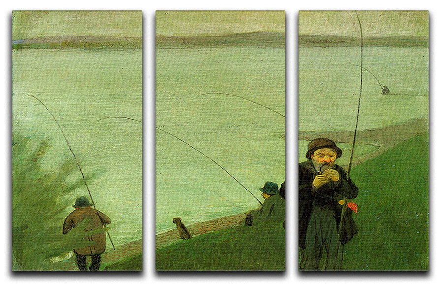 Anglers on the Rhine by Macke 3 Split Panel Canvas Print - Canvas Art Rocks - 1