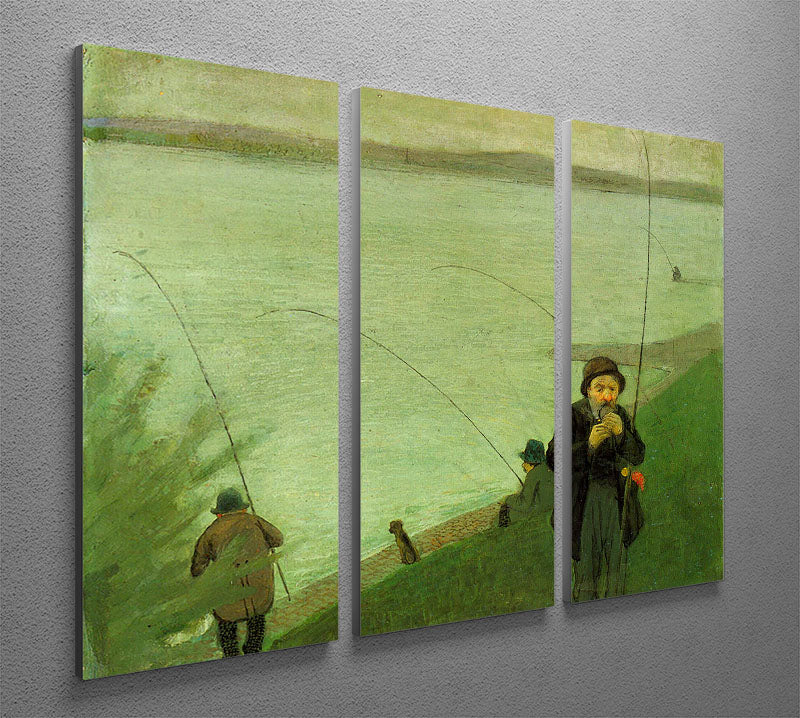 Anglers on the Rhine by Macke 3 Split Panel Canvas Print - Canvas Art Rocks - 2