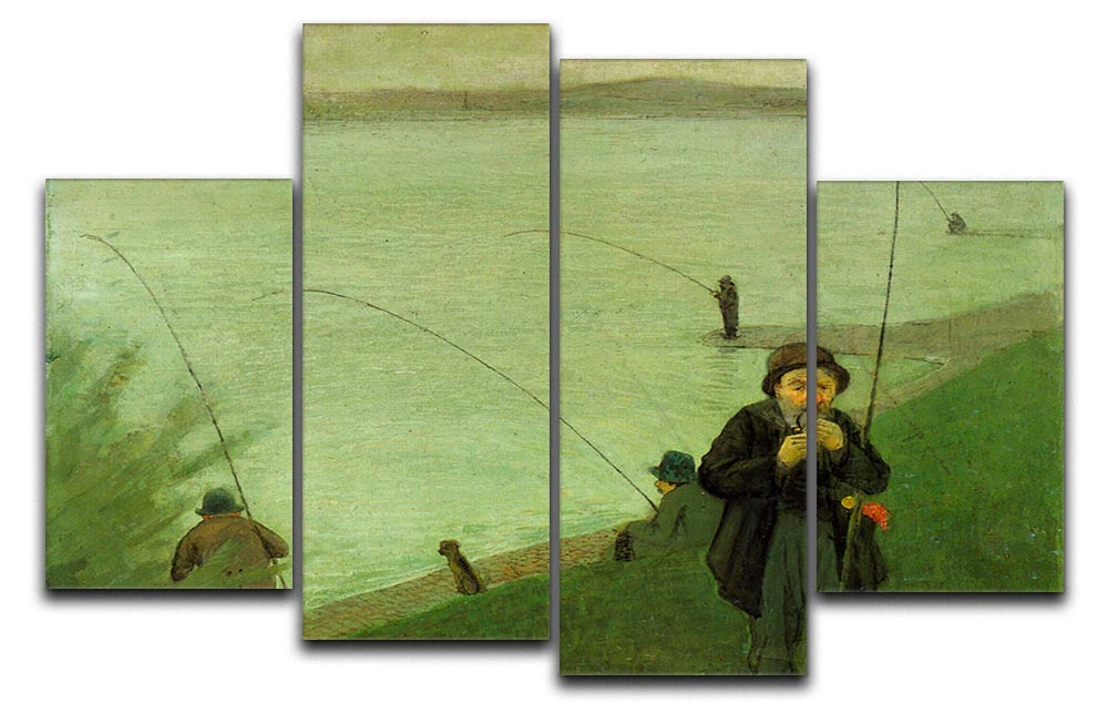 Anglers on the Rhine by Macke 4 Split Panel Canvas - Canvas Art Rocks - 1