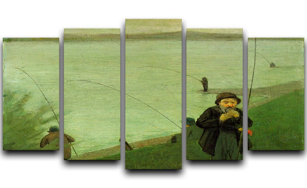 Anglers on the Rhine by Macke 5 Split Panel Canvas - Canvas Art Rocks - 1