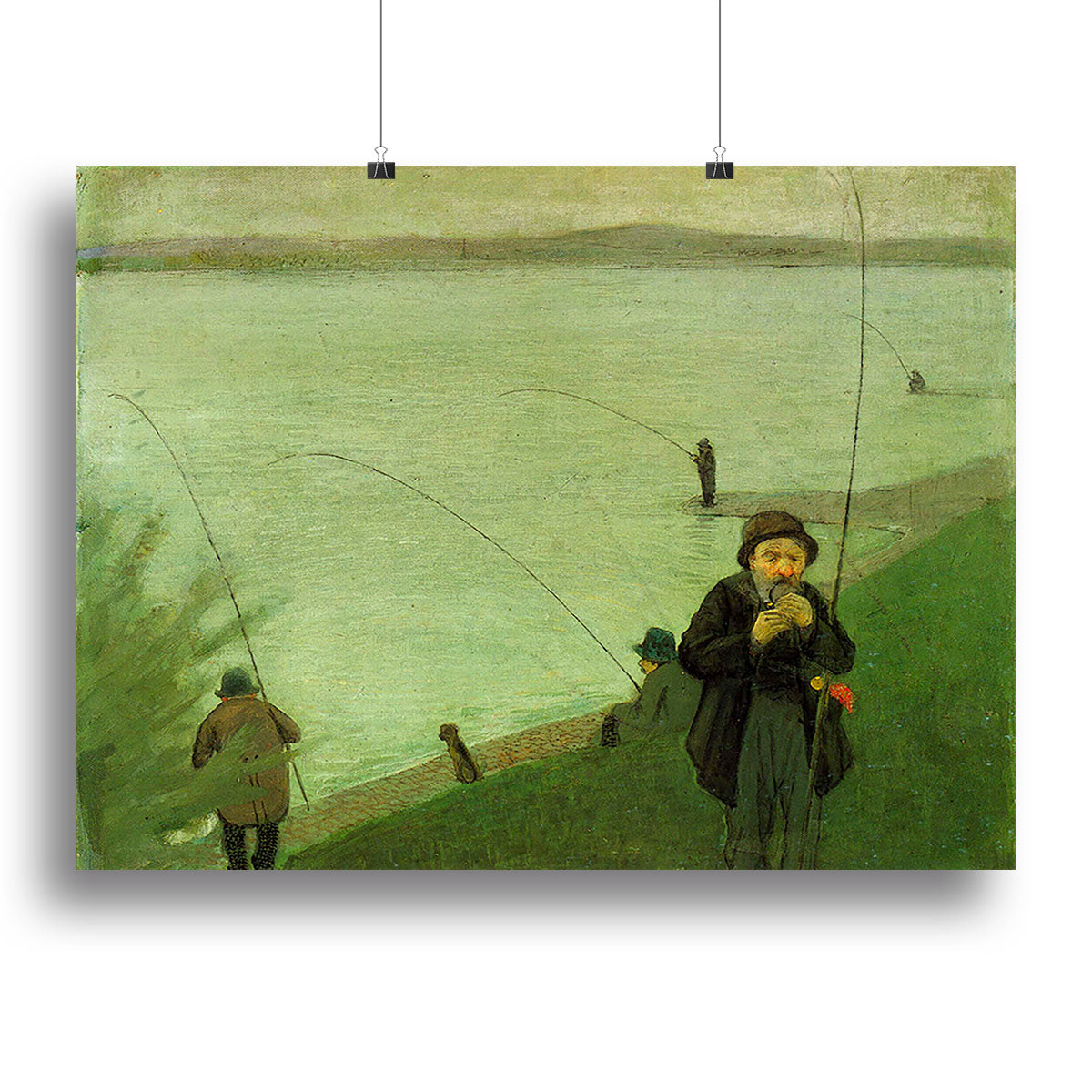 Anglers on the Rhine by Macke Canvas Print or Poster - Canvas Art Rocks - 2