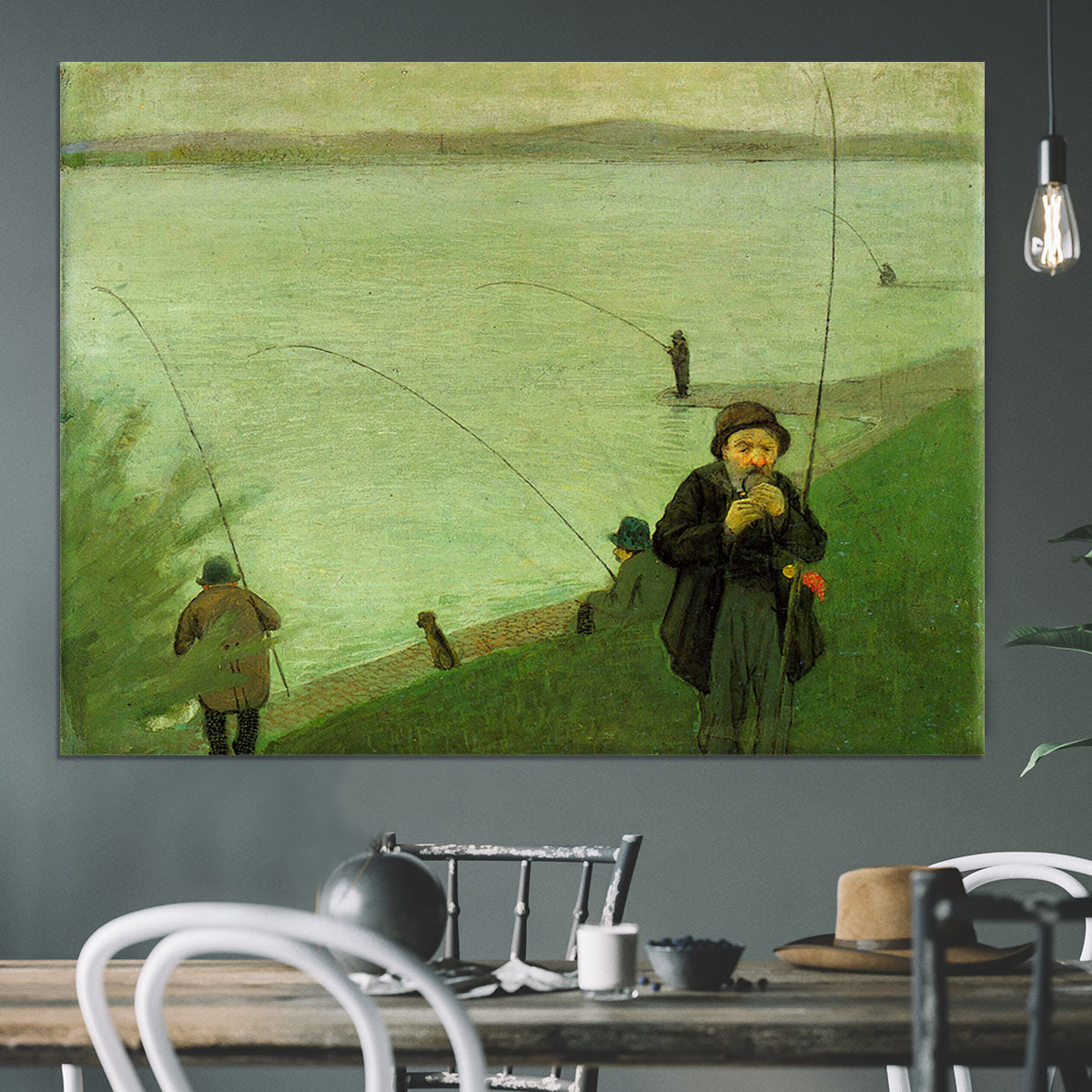 Anglers on the Rhine by Macke Canvas Print or Poster - Canvas Art Rocks - 3