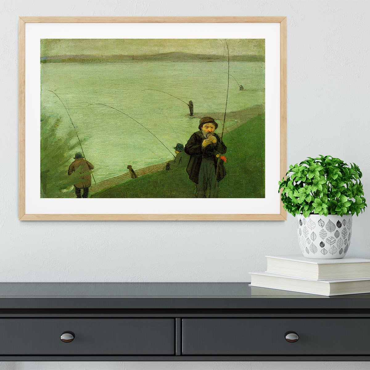 Anglers on the Rhine by Macke Framed Print - Canvas Art Rocks - 3