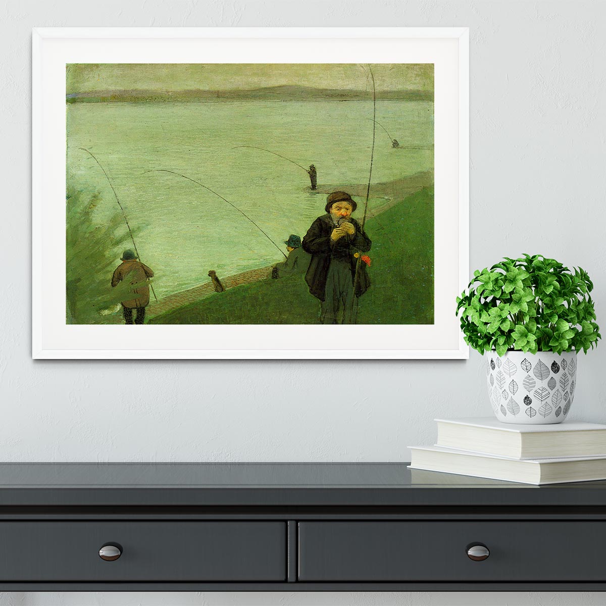 Anglers on the Rhine by Macke Framed Print - Canvas Art Rocks - 5