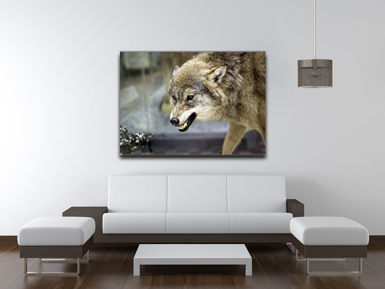 Angry grey wolf in winter forest Canvas Print or Poster - Canvas Art Rocks - 4