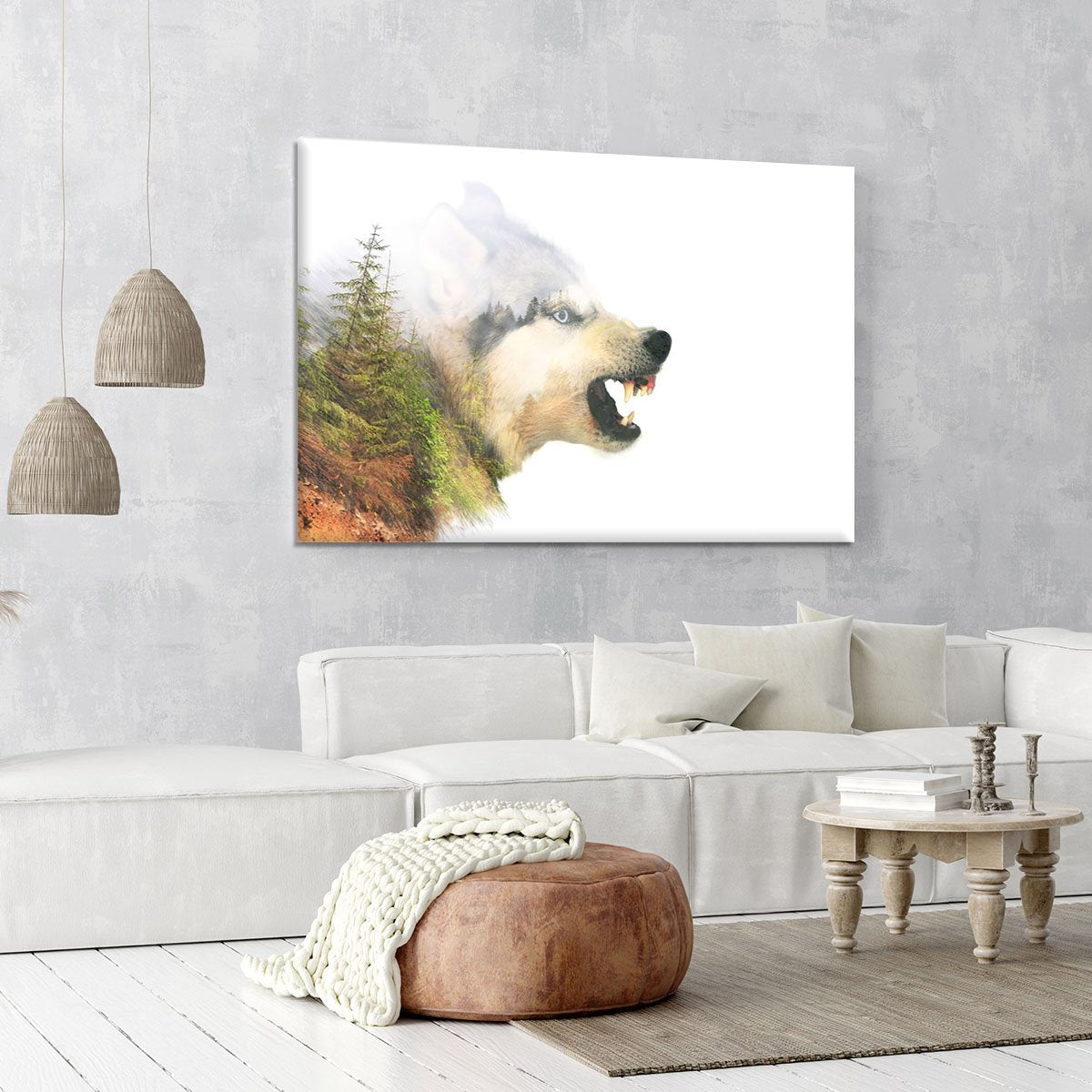 Angry siberian husky dog Canvas Print or Poster
