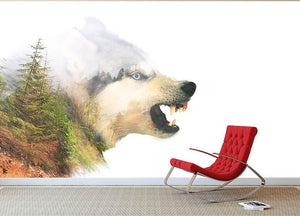Angry siberian husky dog Wall Mural Wallpaper - Canvas Art Rocks - 2
