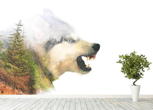 Angry siberian husky dog Wall Mural Wallpaper - Canvas Art Rocks - 4