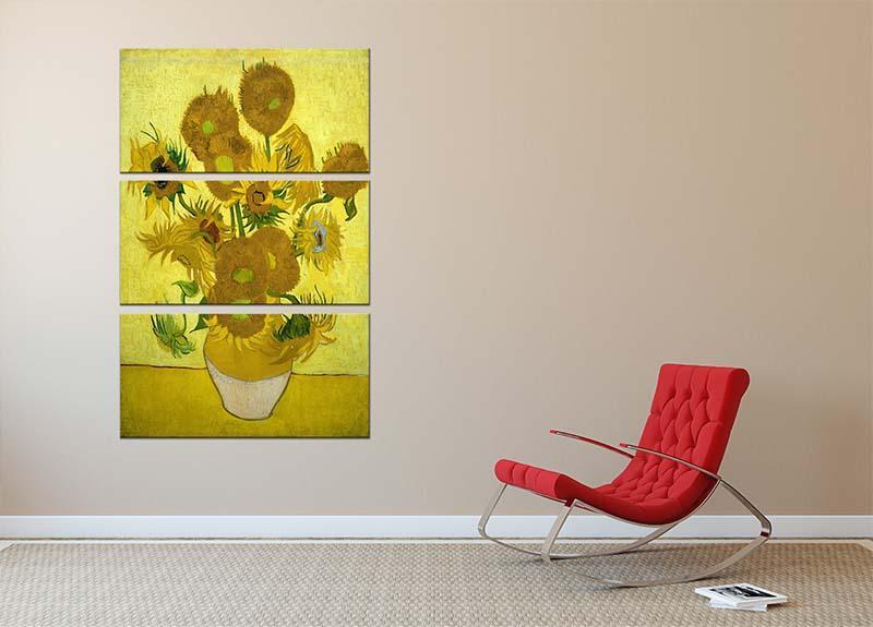 Another vase of sunflowers 3 Split Panel Canvas Print - Canvas Art Rocks - 2