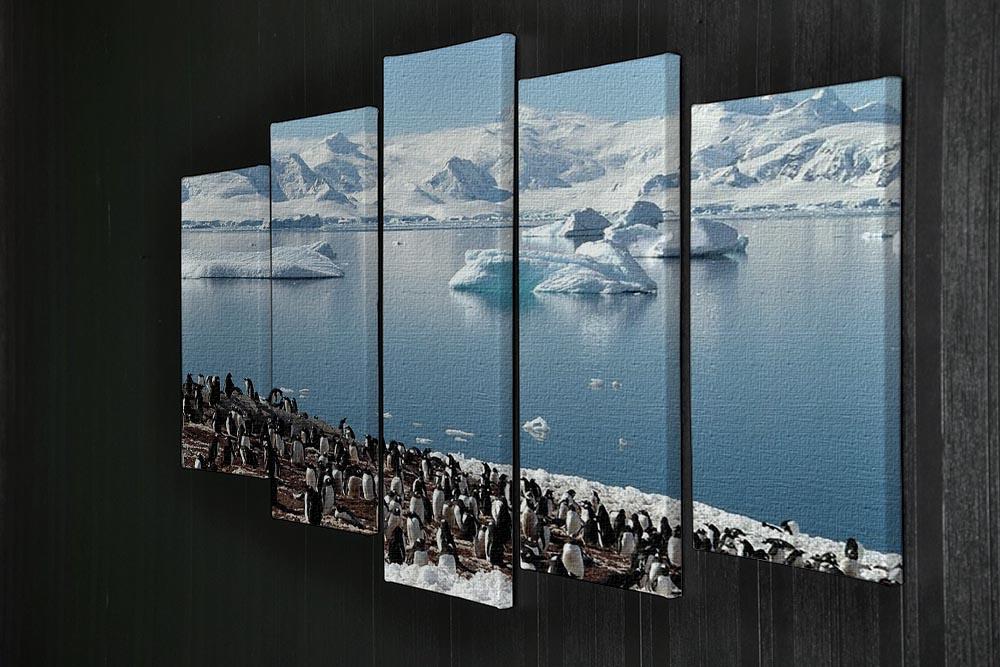 Antarctic penguin group reflection of icebergs Antarctica 5 Split Panel Canvas - Canvas Art Rocks - 2