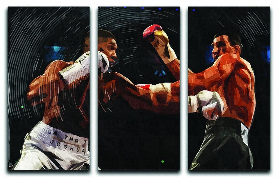 Anthony Joshua vs Klitschko Punch 3 Split Panel Canvas Print - Canvas Art Rocks - 1