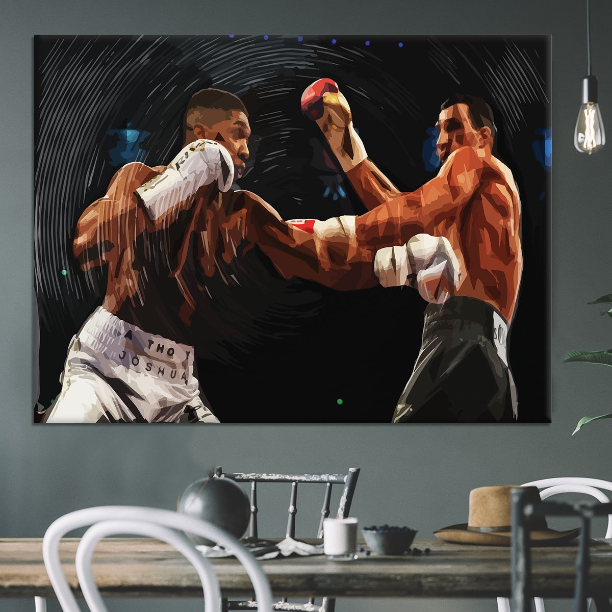 Anthony Joshua vs Klitschko Punch Canvas Print or Poster