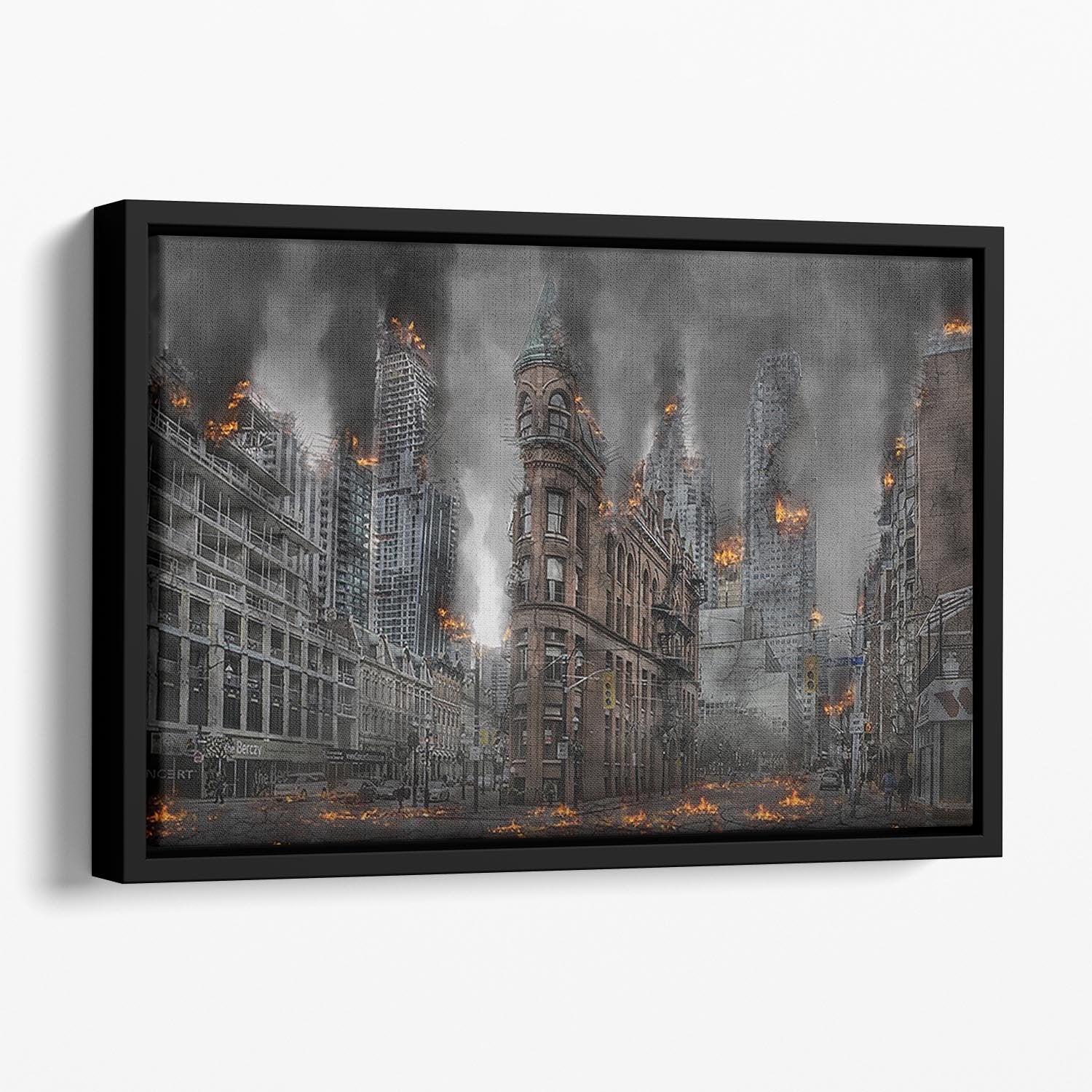 Apocalypse City Floating Framed Canvas - Canvas Art Rocks - 1
