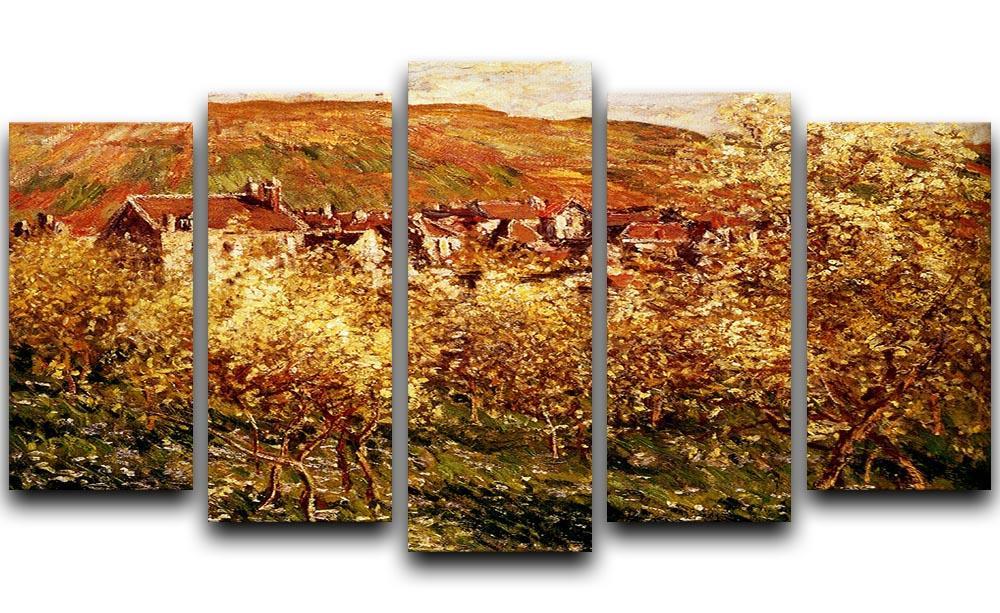 Apple Trees In Blossom by Monet 5 Split Panel Canvas  - Canvas Art Rocks - 1