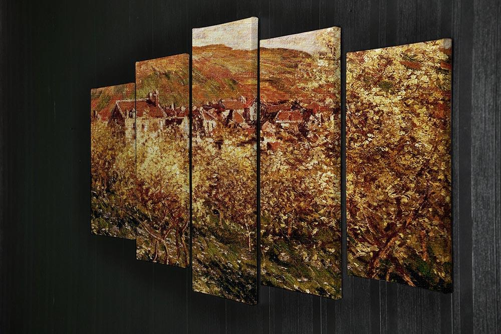 Apple Trees In Blossom by Monet 5 Split Panel Canvas - Canvas Art Rocks - 2