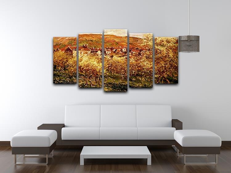 Apple Trees In Blossom by Monet 5 Split Panel Canvas - Canvas Art Rocks - 3