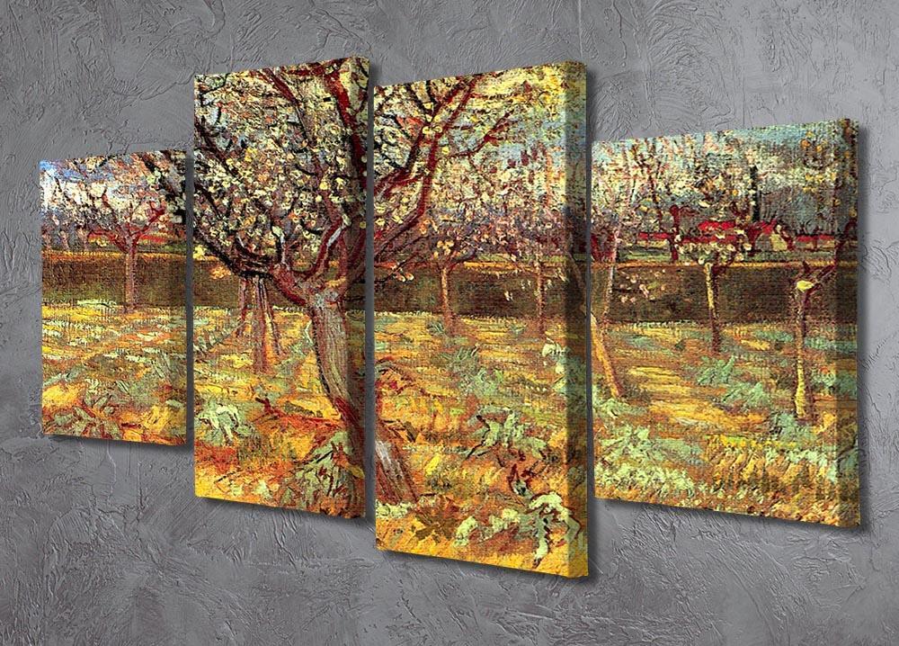 Apricot Trees in Blossom by Van Gogh 4 Split Panel Canvas - Canvas Art Rocks - 2