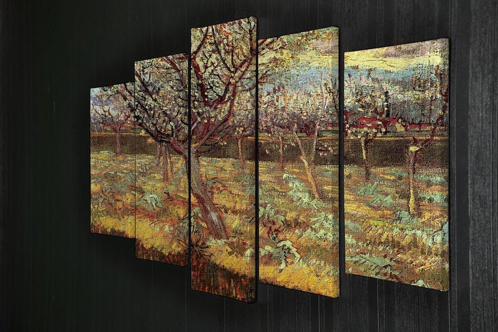 Apricot Trees in Blossom by Van Gogh 5 Split Panel Canvas - Canvas Art Rocks - 2
