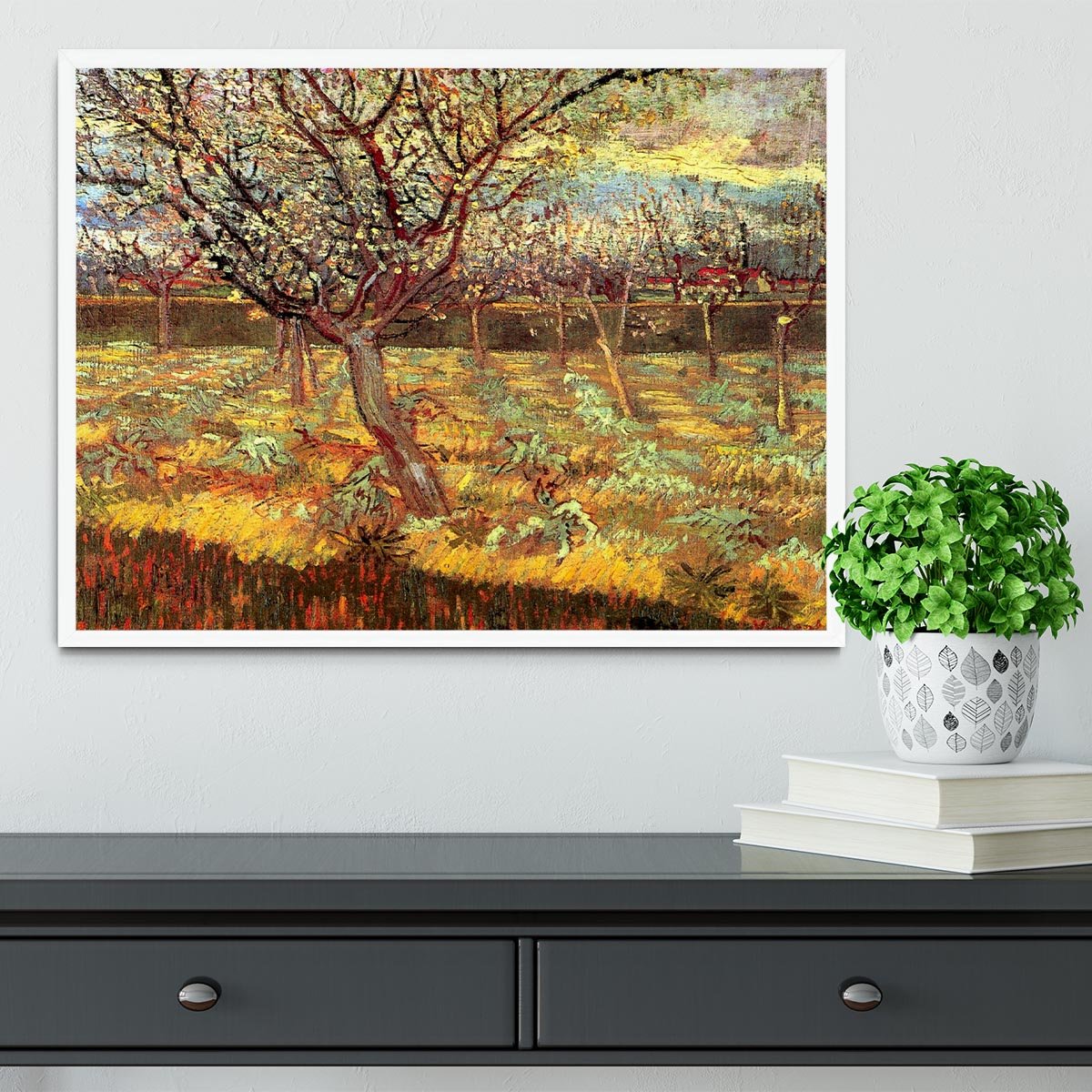 Apricot Trees in Blossom by Van Gogh Framed Print - Canvas Art Rocks -6