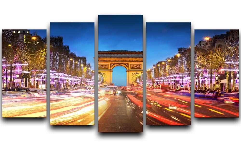 Arc de triomphe Paris city at sunset 5 Split Panel Canvas  - Canvas Art Rocks - 1